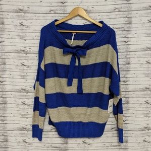 Free People Oversized Sweater Gray & blue sz:S NWT